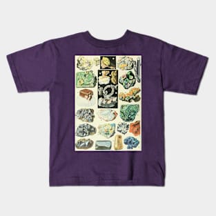 Colorful Minerals Crystals Gemstones Vintage Illustration Kids T-Shirt